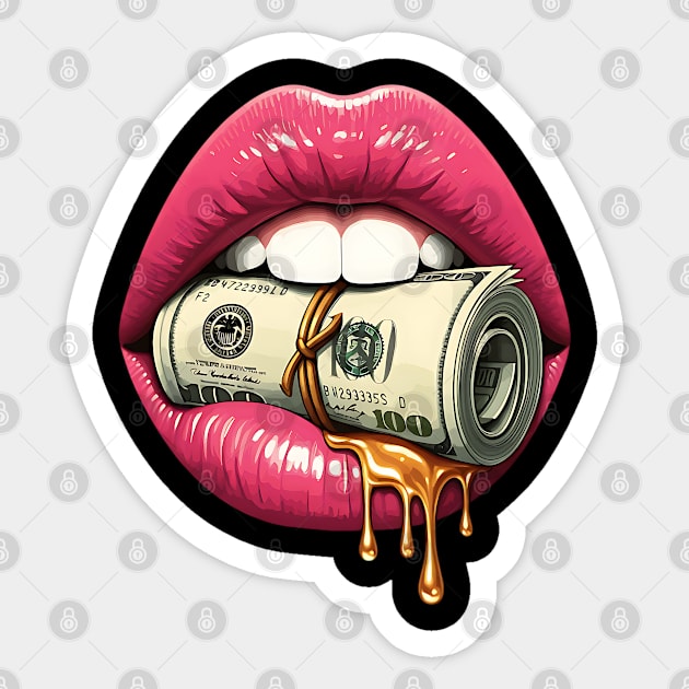 Pink Sexy Lips, Bank Roll, $100 Money Roll Sticker by UrbanLifeApparel